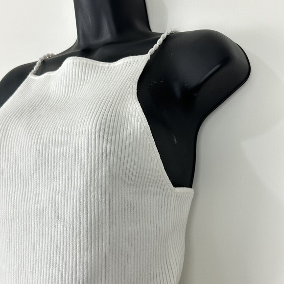 NWT Musier Paris Women's Pearls Ribbed Cropped Top Shirt Size 42 White - Picture 8 of 15